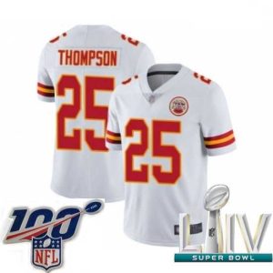 Exceptional 2020 Super Bowl LIV Kansas City Chiefs #25 Darwin Thompson White Vapor Untouchable Limited Player Football Jersey