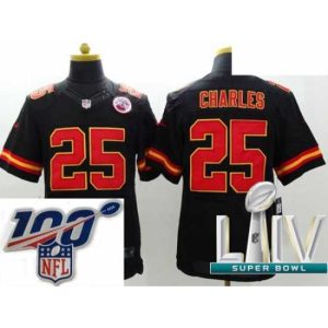 Finest 2020 Super Bowl LIV Kansas City Chiefs #25 Jamaal Charles Black Team Color Vapor Untouchable Limited Player Football Jersey