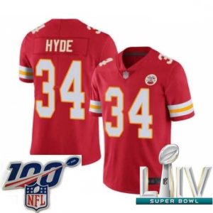 Superior 2020 Super Bowl LIV Kansas City Chiefs #34 Carlos Hyde Red Team Color Vapor Untouchable Limited Player Football Jersey