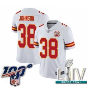 Marvelous 2020 Super Bowl LIV Kansas City Chiefs #38 Dontae Johnson White Vapor Untouchable Limited Player Football Jersey