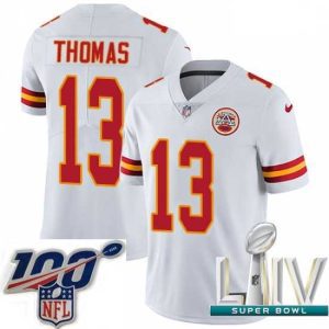 Gorgeous 2020 Super Bowl LIV Nike Kansas City Chiefs #13 De'Anthony Thomas White Vapor Untouchable Limited Player NFL Jersey