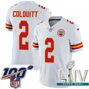 Gorgeous 2020 Super Bowl LIV Nike Kansas City Chiefs #2 Dustin Colquitt White Vapor Untouchable Limited Player NFL Jersey