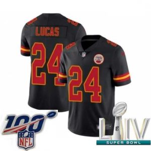 Superior 2020 Super Bowl LIV Nike Kansas City Chiefs #24 Jordan Lucas Limited Black Rush Vapor Untouchable NFL Jersey