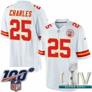 Exceptional 2020 Super Bowl LIV Nike Kansas City Chiefs #25 Jamaal Charles White Vapor Untouchable Limited Player NFL Jersey