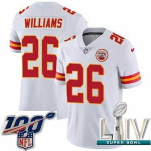 Superior 2020 Super Bowl LIV Nike Kansas City Chiefs #26 Damien Williams White Vapor Untouchable Limited Player NFL Jersey