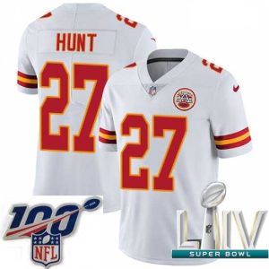 Superb 2020 Super Bowl LIV Nike Kansas City Chiefs #27 Kareem Hunt White Vapor Untouchable Limited Player NFL Jersey