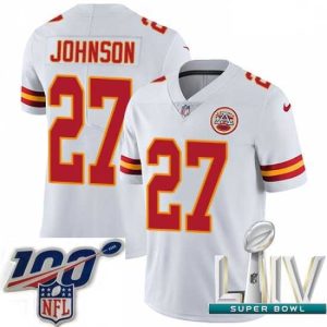 Finest 2020 Super Bowl LIV Nike Kansas City Chiefs #27 Larry Johnson White Vapor Untouchable Limited Player NFL Jersey