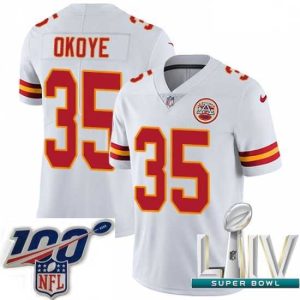 Superior 2020 Super Bowl LIV Nike Kansas City Chiefs #35 Christian Okoye White Vapor Untouchable Limited Player NFL Jersey