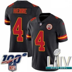 Exceptional 2020 Super Bowl LIV Nike Kansas City Chiefs #4 Chad Henne Limited Black Rush Vapor Untouchable NFL Jersey