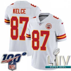 Gorgeous 2020 Super Bowl LIV Nike Kansas City Chiefs #87 Travis Kelce White Vapor Untouchable Limited Player NFL Jersey