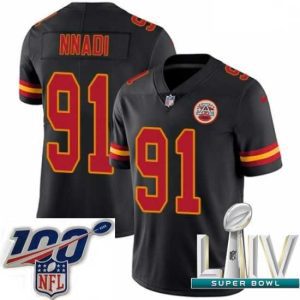 Outstanding 2020 Super Bowl LIV Nike Kansas City Chiefs #91 Derrick Nnadi Limited Black Rush Vapor Untouchable NFL Jersey