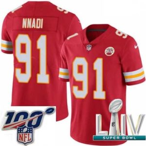 Outstanding 2020 Super Bowl LIV Nike Kansas City Chiefs #91 Derrick Nnadi Red Team Color Vapor Untouchable Limited Player NFL Jersey