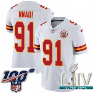 Exceptional 2020 Super Bowl LIV Nike Kansas City Chiefs #91 Derrick Nnadi White Vapor Untouchable Limited Player NFL Jersey