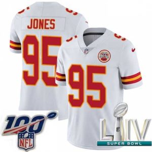 Outstanding 2020 Super Bowl LIV Nike Kansas City Chiefs #95 Chris Jones White Vapor Untouchable Limited Player NFL Jersey