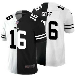 Exquisite Los Angeles Rams 16 Jared Goff Black V White Peace Split Nike Vapor Untouchable Limited NFL Jersey