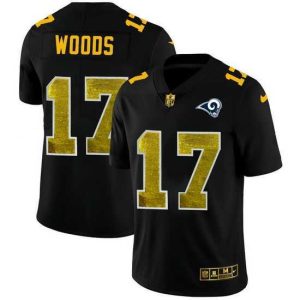 Superior Los Angeles Rams 17 Robert Woods Black Nike Golden Sequin Vapor Limited NFL Jersey