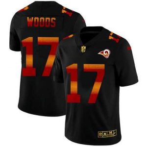 Premium Los Angeles Rams 17 Robert Woods Black Nike Red Orange Stripe Vapor Limited NFL Jersey