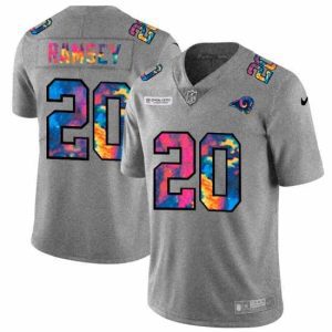 Exceptional Los Angeles Rams 20 Jalen Los Angeles Ramsey Nike Multi Color 2020 NFL Crucial Catch NFL Jersey Greyheather