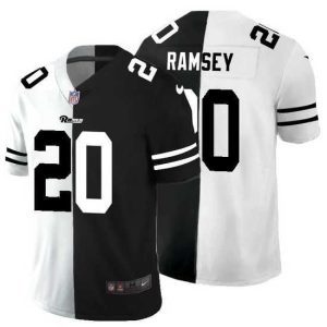 Superb Los Angeles Rams 20 Jalen Ramsey Black V White Peace Split Nike Vapor Untouchable Limited NFL Jersey