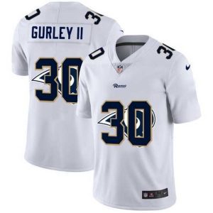 Superb Los Angeles Rams 30 Todd Gurley II White Nike Team Logo Dual Overlap Limited NFL Jersey