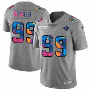 Superior Los Angeles Rams 99 Aaron Donald Nike Multi Color 2020 NFL Crucial Catch NFL Jersey Greyheather