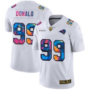 Exquisite Los Angeles Rams 99 Aaron Donald White Nike Multi Color 2020 NFL Crucial Catch Limited NFL Jersey