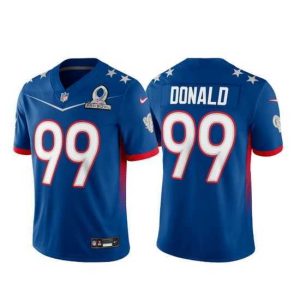 Exquisite 2022 NFL Pro Bowl Los Angeles Rams #99 Aaron Donald NFC Blue Jersey