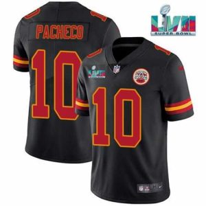 Finest Kansas City Chiefs 10 Isiah Pacheco Black Super Bowl LVII Patch Vapor Untouchable Limited Stitched Jersey