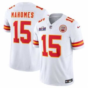 Outstanding Kansas City Chiefs 15 Patrick Mahomes White 2023 F.U.S.E  Vapor Untouchable Limited Stitched 2024 Super Bowl LVIII Jersey