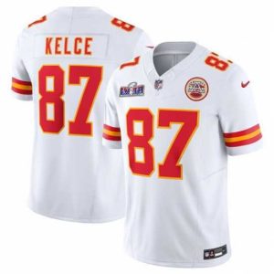 Finest Kansas City Chiefs 87 Travis Kelce White 2023 F.U.S.E  Vapor Untouchable Limited Stitched 2024 Super Bowl LVIII Jersey