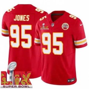 High quality Kansas City Chiefs Chris Jones #95 Red 2024 2025 Super Bowl LIX F.U.S.E Stitched Jersey