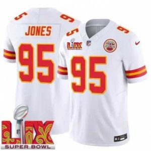 Premium Kansas City Chiefs Chris Jones #95 White 2024 2025 Super Bowl LIX F.U.S.E Stitched Jersey