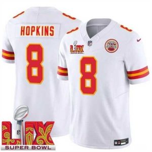 Exquisite Kansas City Chiefs DeAndre Hopkins #8 White 2024 2025 Super Bowl LIX F.U.S.E Stitched Jersey