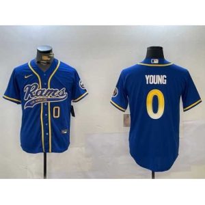 Premium Los Angeles Rams 0 Byron Young Royal Cool Base Stitched Baseball Jersey 1