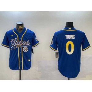 Marvelous Los Angeles Rams 0 Byron Young Royal Cool Base Stitched Baseball Jersey 2