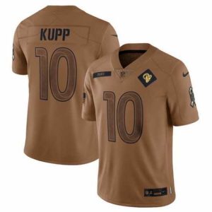 High quality Los Angeles Rams 10 Cooper Kupp 2023 Brown Salute To Service Limited Stitched Football Jersey