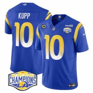 High quality Los Angeles Rams 10 Cooper Kupp Blue 2024 NFC West Champions With 4 Star C Patch F.U.S.E  Vapor Untouchable Stitched Football Jersey