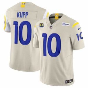 Gorgeous Los Angeles Rams 10 Cooper Kupp Bone 2024 F.U.S.E With 4 Star C Patch Vapor Limited Stitched Jersey