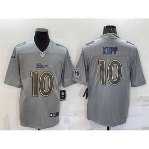 Finest Los Angeles Rams 10 Cooper Kupp Grey With Patch Atmosphere Fashion Stitched Jersey