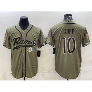 Superb Los Angeles Rams 10 Cooper Kupp Olive 2022 Salute To Service Cool Base Stitched Baseball Jersey