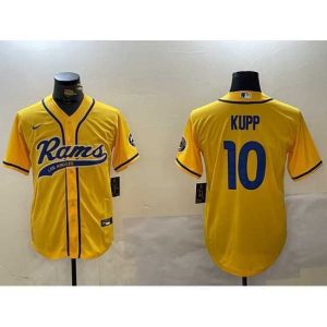 Finest Los Angeles Rams 10 Cooper Kupp yellow Cool Base Stitched Baseball Jersey 1