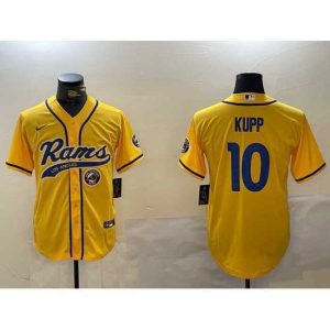 Finest Los Angeles Rams 10 Cooper Kupp yellow Cool Base Stitched Baseball Jersey 2