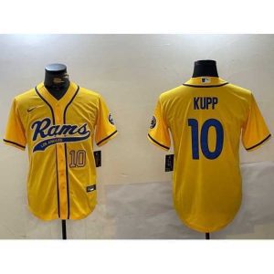 Finest Los Angeles Rams 10 Cooper Kupp yellow Cool Base Stitched Baseball Jersey 3