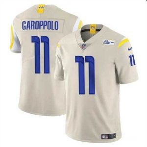Finest Los Angeles Rams 11 Jimmy Garoppolo Bone Vapor Untouchable Stitched Football Jersey
