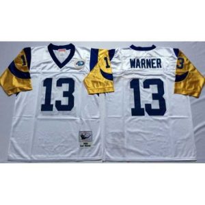 Outstanding Los Angeles Rams 13 Kurt Warner White M&N Throwback Jersey