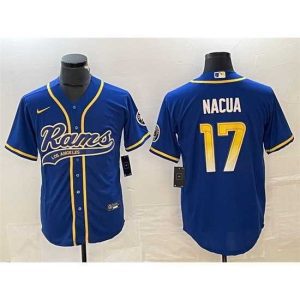 Exquisite Los Angeles Rams 17 Baker Mayfield Royal Cool Base Stitched Baseball Jersey