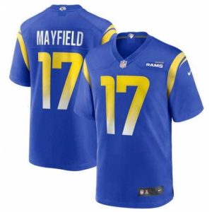 Gorgeous Los Angeles Rams 17 Baker Mayfield Royal Stitched Game Jersey