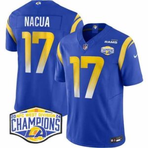 Exceptional Los Angeles Rams 17 Puka Nacua Blue 2024 NFC West Champions F.U.S.E  Vapor Untouchable Stitched Football Jersey