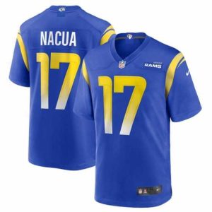 Superb Los Angeles Rams 17 Puka Nacua Blue Stitched Football Game Jersey