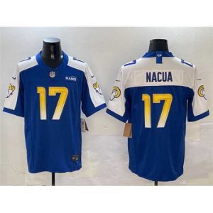 Outstanding Los Angeles Rams 17 Puka Nacua Blue White 2024 F.U.S.E  With Patch Vapor Untouchable Limited Stitched Football Jersey